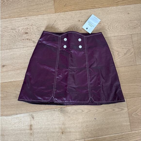 Misha Nonoo - Faux Leather PU Contrast Stitch Mini Skirt in Purple - Picture 1 of 7